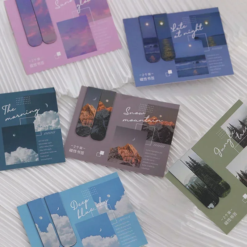 2pcs/set Fantasy Clouds Bookmarks Kawaii Magnetic Book Clips Reading Items Page Holder Korean Stationery Office Supplies magnetic bookmark bookmark page holder bookmarks stationery supplies
