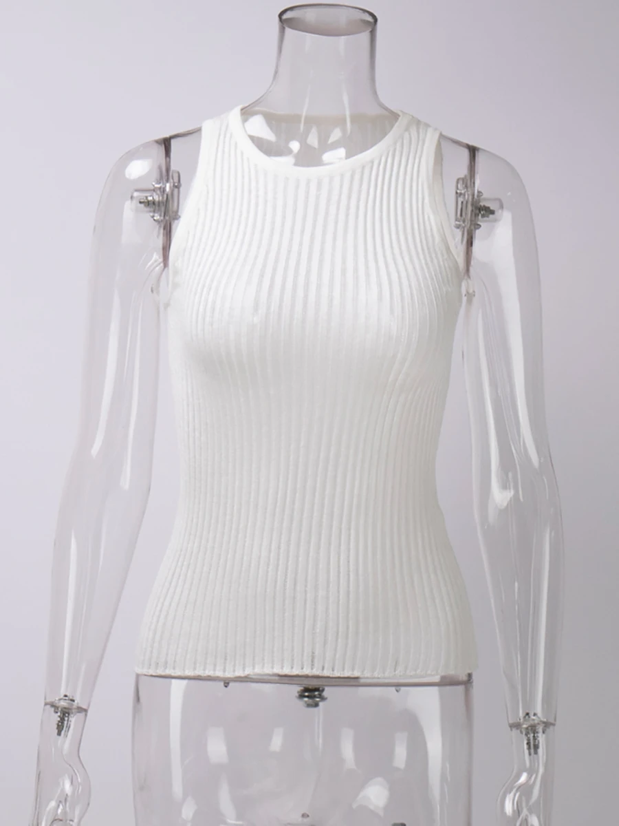 Summer Knit Hollow Out Tank Top Sleeveless For Women Slim Knitwear Pullover Women's Y2k Top Vest Slim Sexy Female Tank Top