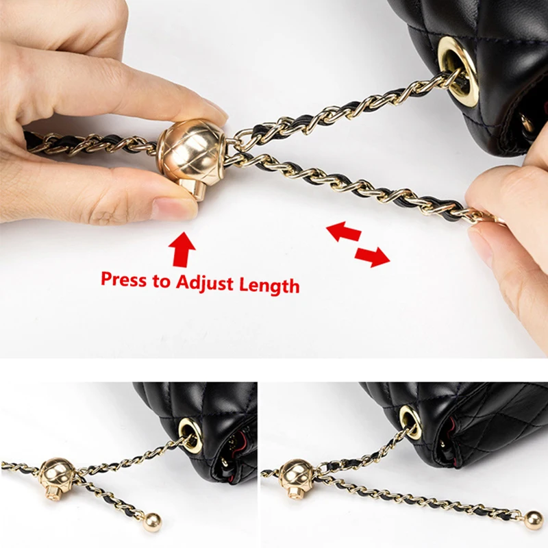 2pc DIY Black PU Leather Purse Handle Replacement Metal Gold Black Silver Shoulder Crossbody Bag Chain Straps Strap For Handbags