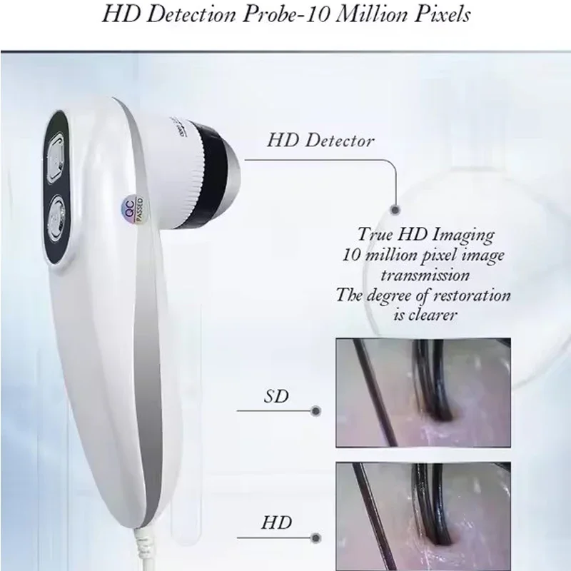 HD Digital Skin Analyzer Professional Hair Scalp Camera Detector Hair Follicle Oil Moisture Test Device 50/200X Lens 15inch