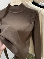 AOSSVIAO 2025 Button Turtleneck Knitted Women Sweater Pullovers Autumn Winter Basic Women Sweaters Fit Soft Warm Tops - Image 4