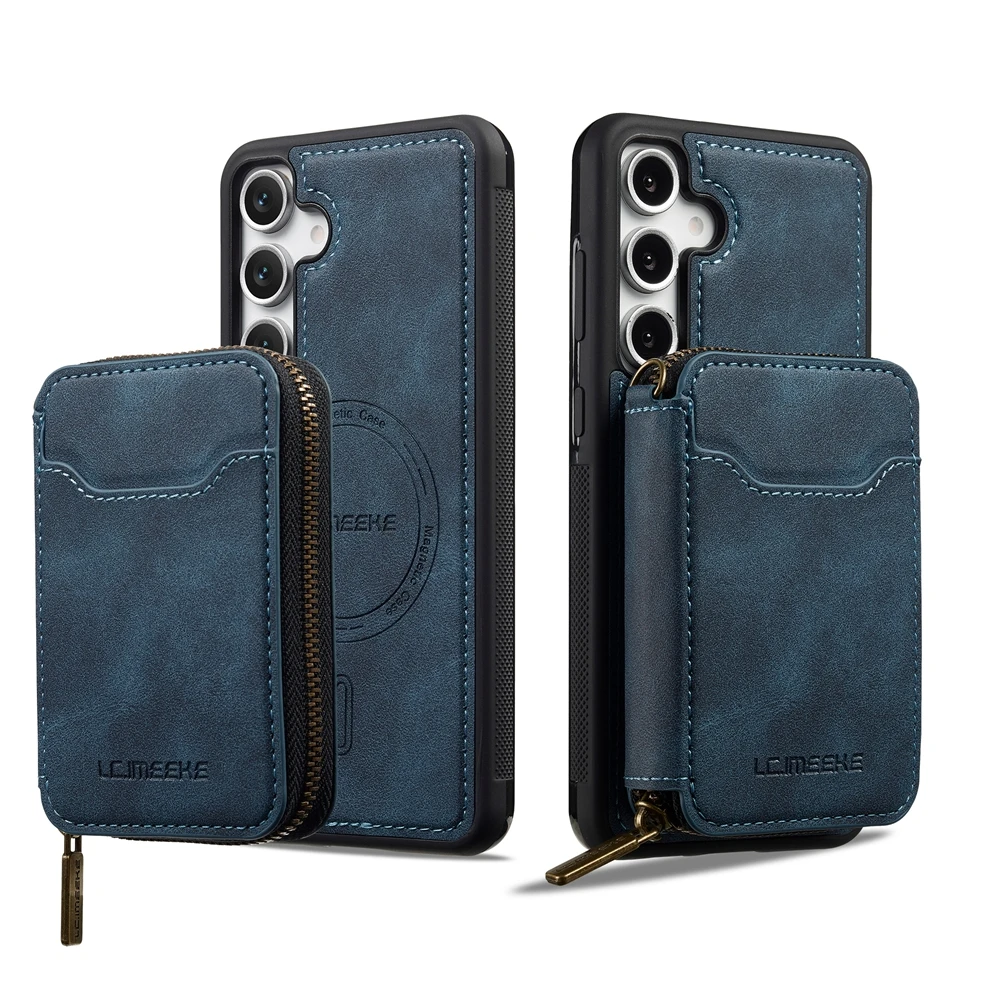 Leather Magnetic Wallet Case with Wireless Charging Functionality