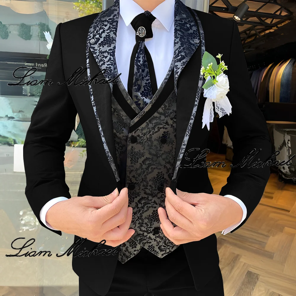 Beige Men's Suit 4-piece Set Wedding Groom Tuxedo Party Dress Elegant Men's Suit XS-5XL mens suit