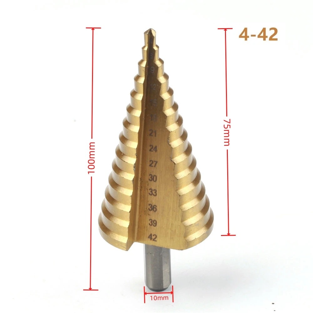 4-32 4-42 mm HSS Titanium Coated Step Drill Bit Drilling Power ToolsMetal High Speed Steel Wood Hole Cutter Step Cone Drill 1Pcs step drill bit,step drill,drill bits,drill bit,drill cutter