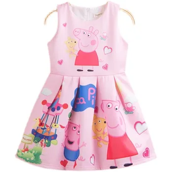 Peppa Pig Peppa George Personality Cartoon Holiday Gift Kawaii Kids Cotton Dress Creative Cute Girls Sleeveless Skirt Wholesale