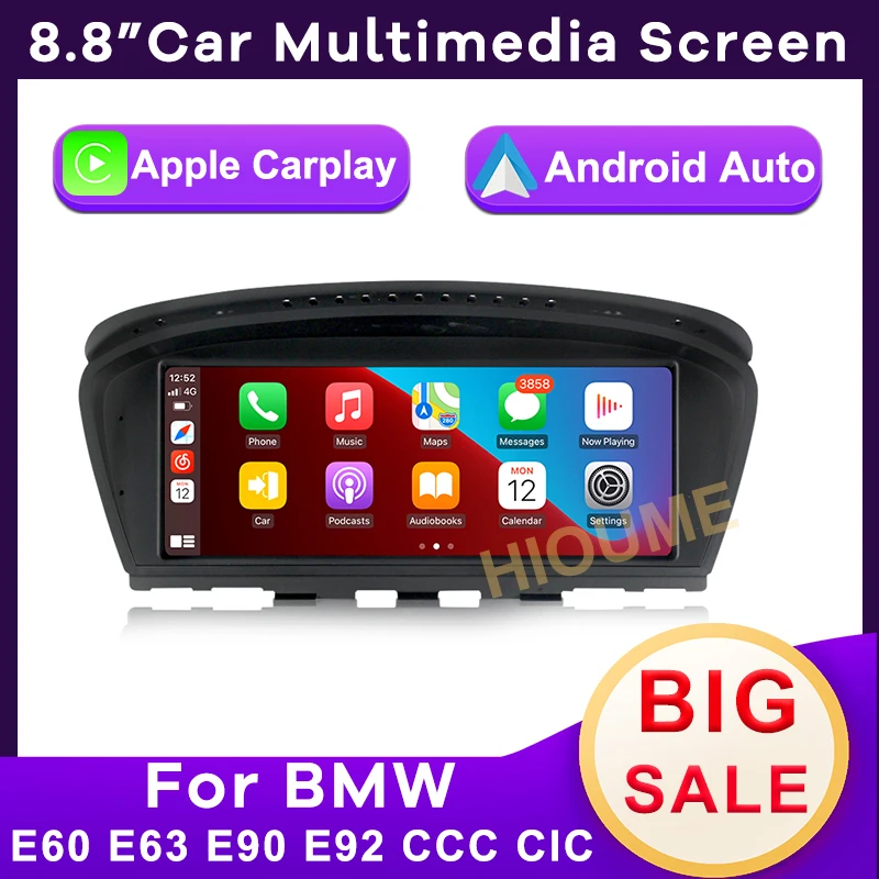 

8.8" Wireless Apple CarPlay Android Auto Car Multimedia For BMW 5 Series E60 E63 3 Series E90 E92 CCC CIC Head Unit Touch Screen