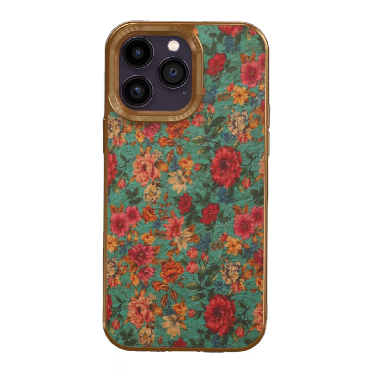 Vegan Leather Plating Floral Print Cases for IPhone 15 14 13 12 Pro Max Vintage Faux Wooden Credit Women Girl Full Camera Covers