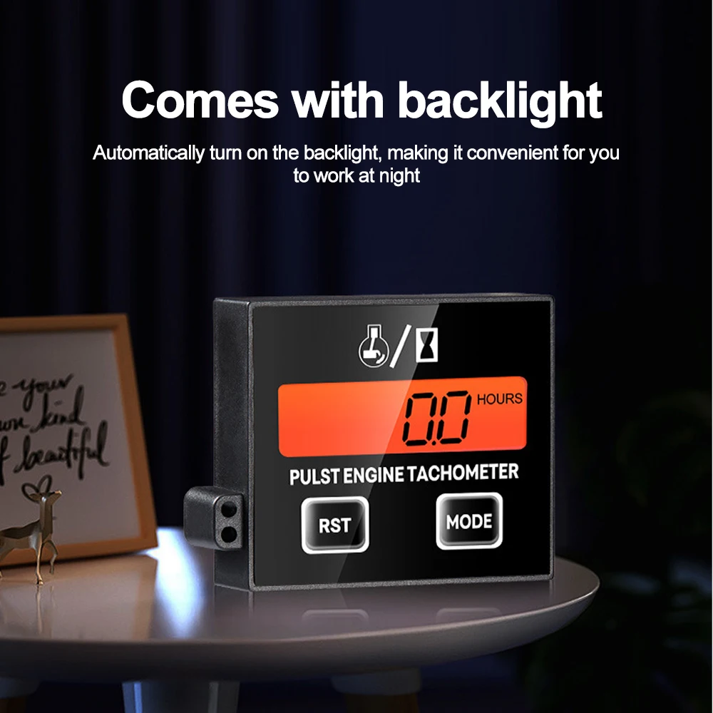 Tachometer Meter Digital Speedometer Chainsaw Tachometer Waterproof Inductive Hour Meter for Mower Tractor Replaceable Battery
