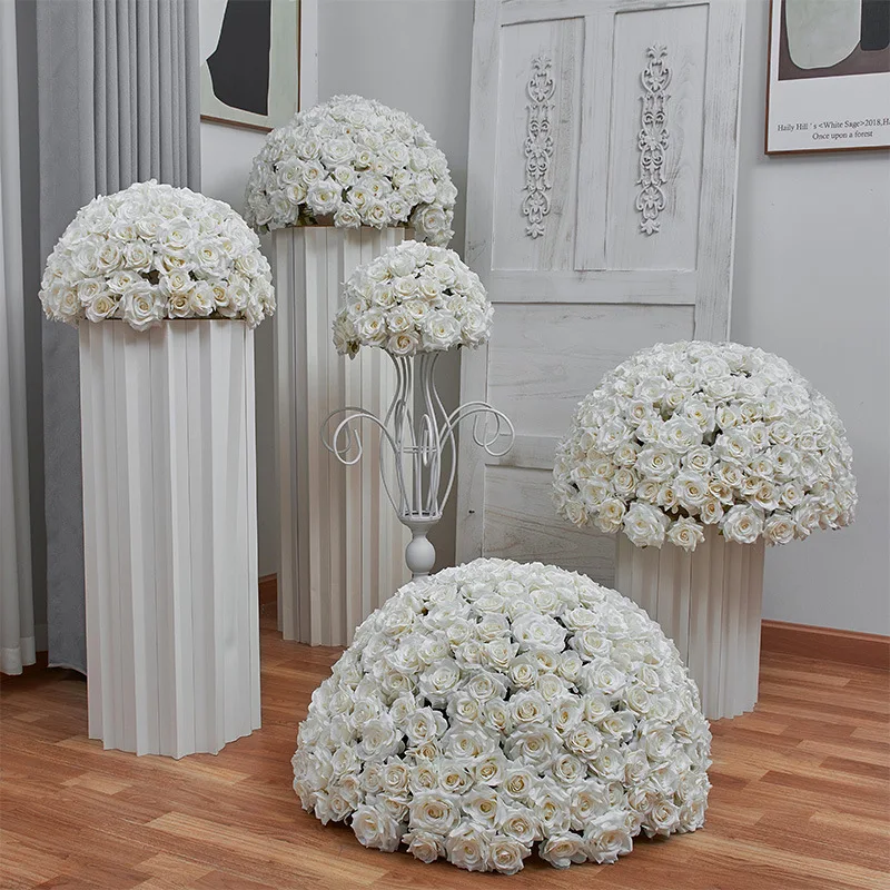 

White Real Touch Gypsophila Baby Breath Artificial Flower Row Arrangement Wedding Table Centerpieces Floral Ball Window Display