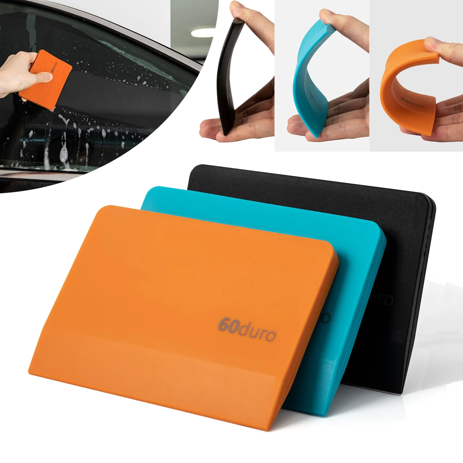 FOSHIORubberScraperSetwithDifferentHardnessCarbonFilmWrapping