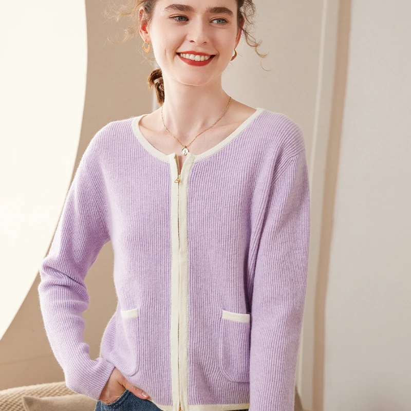 

Hot Sale 2023 Women's 100% Pure Cashmere Sweater Knitted Round Collar Cardigan Autumn and Winter New Loose Fashion Clothes Sprin