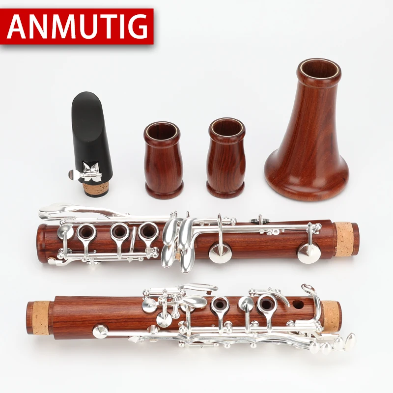 ANMUTIG-전문 레드 우드 17 키 Bb 클라리넷, 로즈 우드 실버 A5