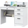 Computer Desk with Storage Drawers and Hutch, 44 Inch Home Office Desks with 4 Drawers & Monitor Stand for Small Space 2