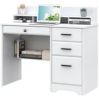 Computer Desk with Storage Drawers and Hutch, 44 Inch Home Office Desks with 4 Drawers & Monitor Stand for Small Space 2