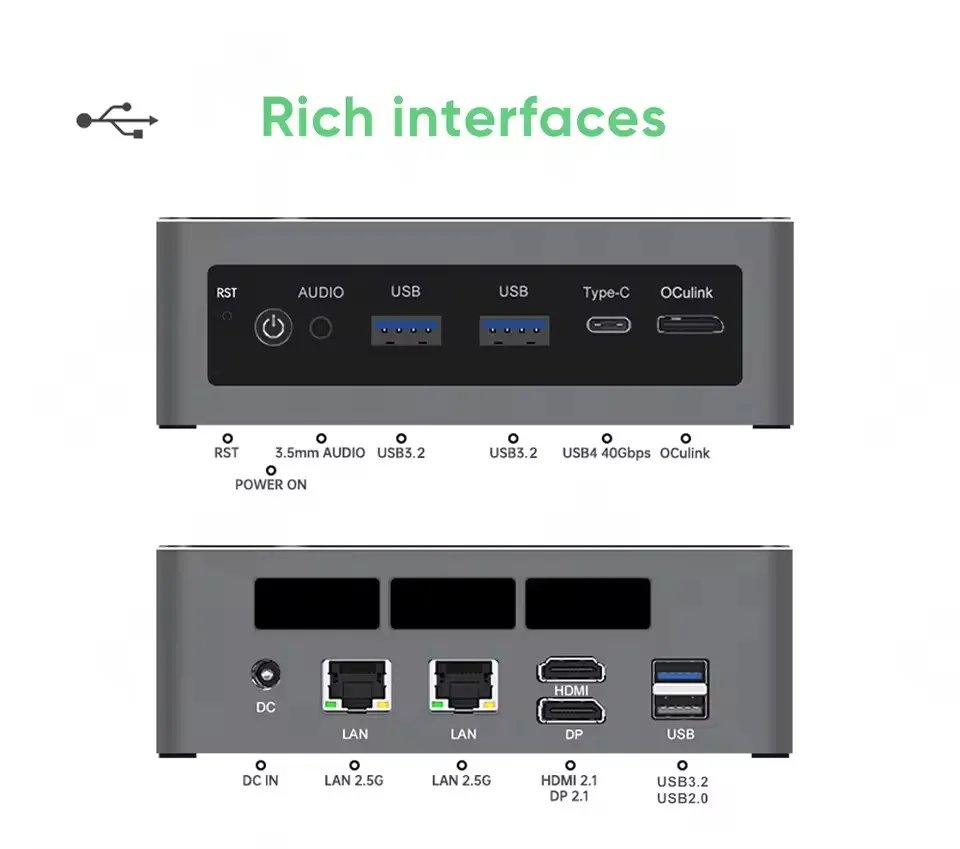 ToptonミニPCゲーマーOculink AMD Ryzen AI 9 HX 370 365 7 PRO 360
