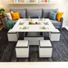 White Lift Coffee Table with 4 Chairs, 47 Inch Modern Coffee Table, Lift Coffee Table with Wheels and Drawers 1