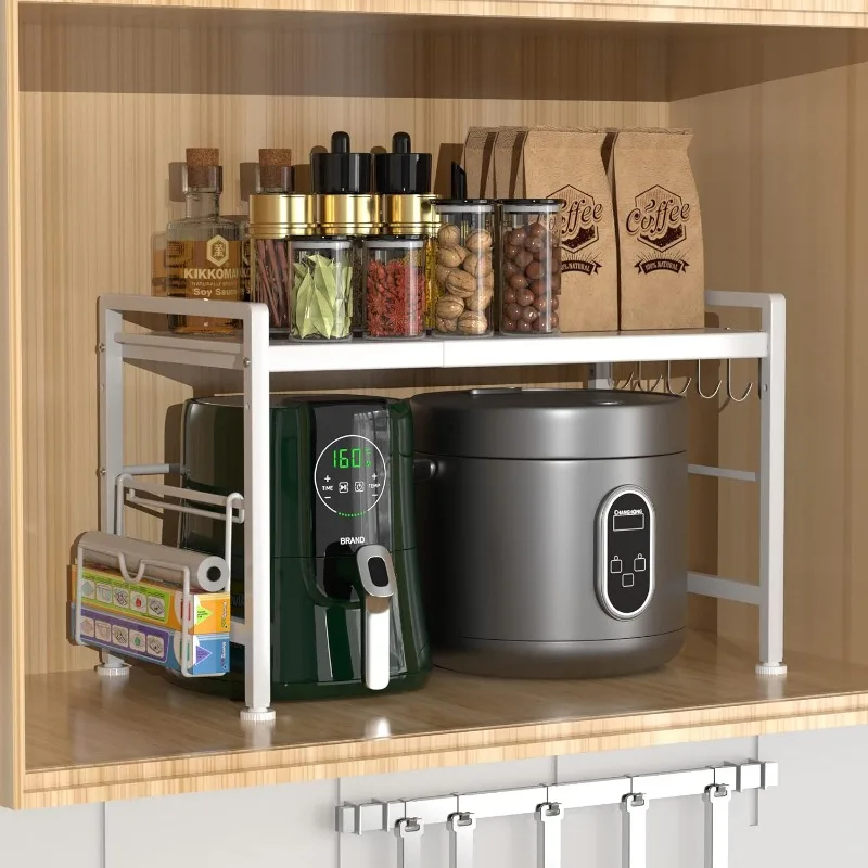 Extendable Microwave Oven Rack - Adjustable Kitchen counter shelf, 2 Tier Microwave Stand (L15.7~23.6" xW12.8 xH17.7) 4