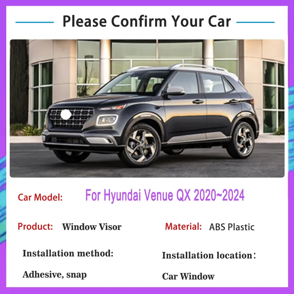 Car Windows visor For Hyundai Venue QX Weather Shield Side Window Sun Rain Deflector Visor Guard Vent