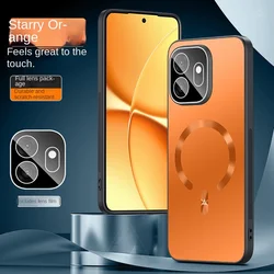 Skin - friendly Anti - fingerprint Protective Case with Magnetic Ring Cover and Integrated Lens Guard for OnePlus Turbo 6 (Orange)