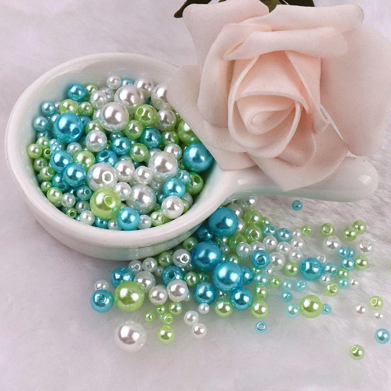 75pcs Mix 3-8mm Colorful ABS Imitation Pearls Round Beads Holes Needlework Jewelry Making DIY Charms Handmade Bracelet