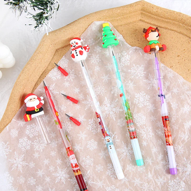 30Pcs/Lot Kawaii Christmas Pencil Pen School Student Building Block Pencil Removable Multifunctional Free Sharpening Cute Pencil