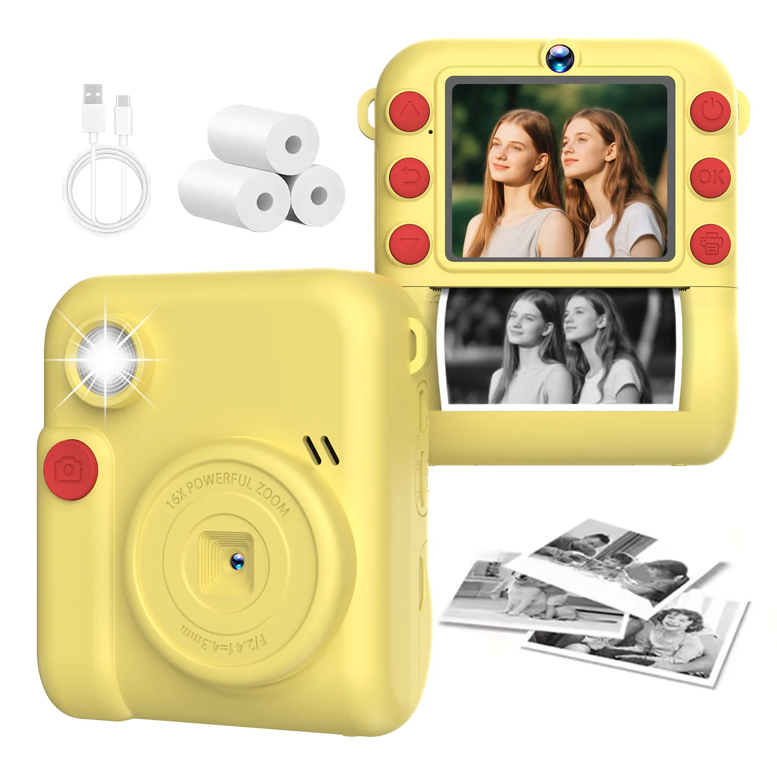 Instant Print 1080P HD Dual Lens Thermal Camera with Games