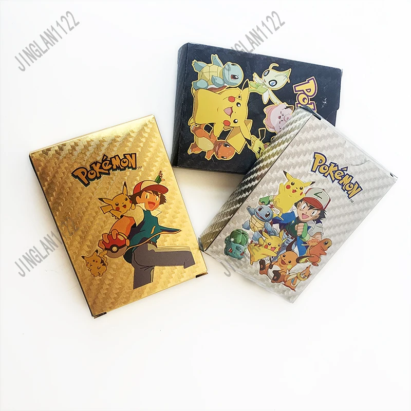 New Pokemon Cards Gold Silver Vmax GX Card Box Charizard Pikachu Rare  Collection Battle Trainer Card Box Children Boy Toys Gift