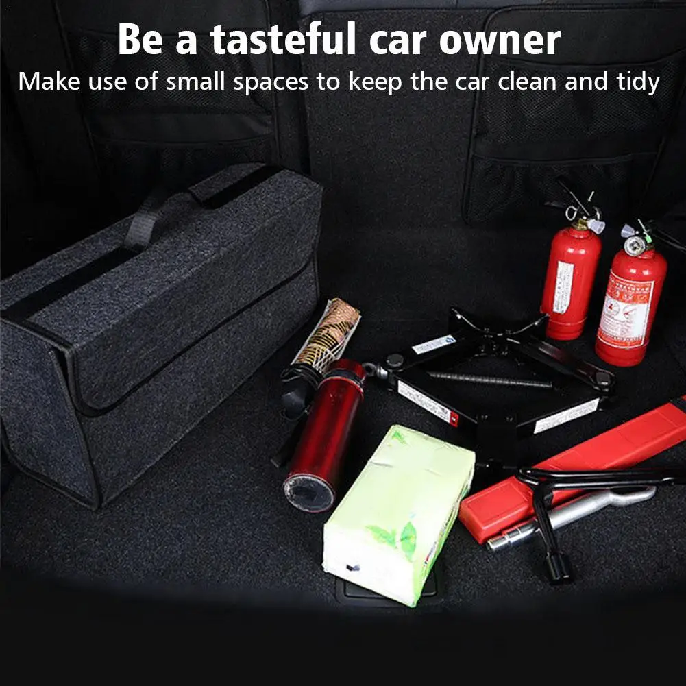 

Большой автомобильный Органайзер из фетра, противоскользящий отсек, ящик для хранения в багажнике, мягкий автомобильный органайзер, инструмент, автомобильные аксессуары