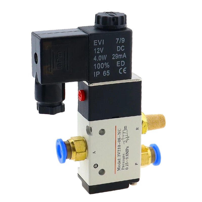 Válvula Solenóide de Controle Pneumático Port Posições dc 12v 24v ca 110v 220v 3v21008
