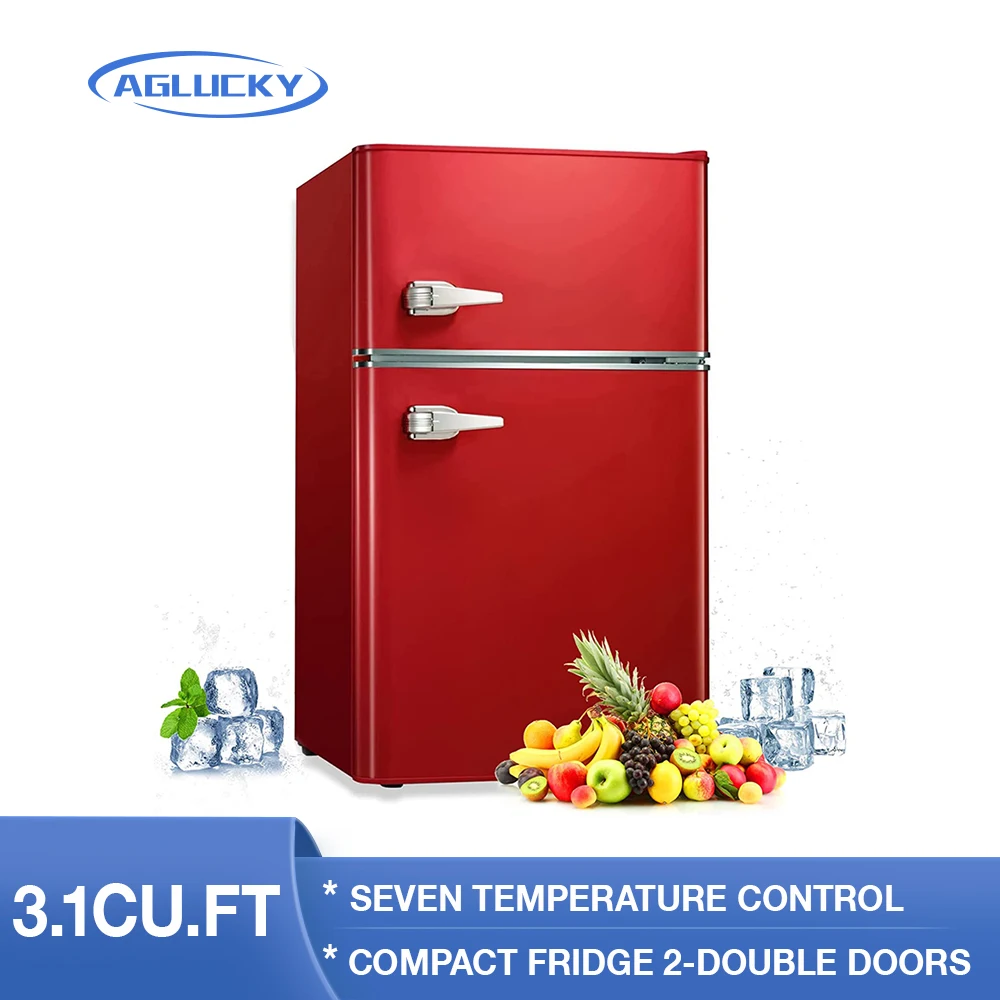AGLUCKY 3.1Cu.Ft Mini Refrigerator Compact Fridge 2 Double Doors