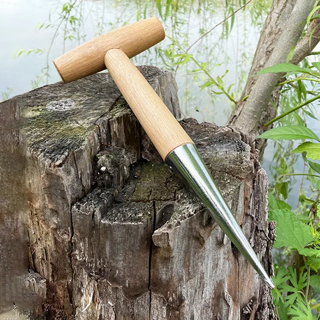 Otthoni Ültetési Szerszámok Lyuk Lyukasztó Kertész Tartós Fa Fogantyú Rozsdamentes Acél Vetőmag Ültetvényes Szerszám Talaj Kerti Kellékek