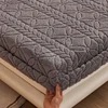 WASART Soft winter coral fleece fitted sheet elastic mattress protector cover warm plush bed linen luxury double bed king size 1