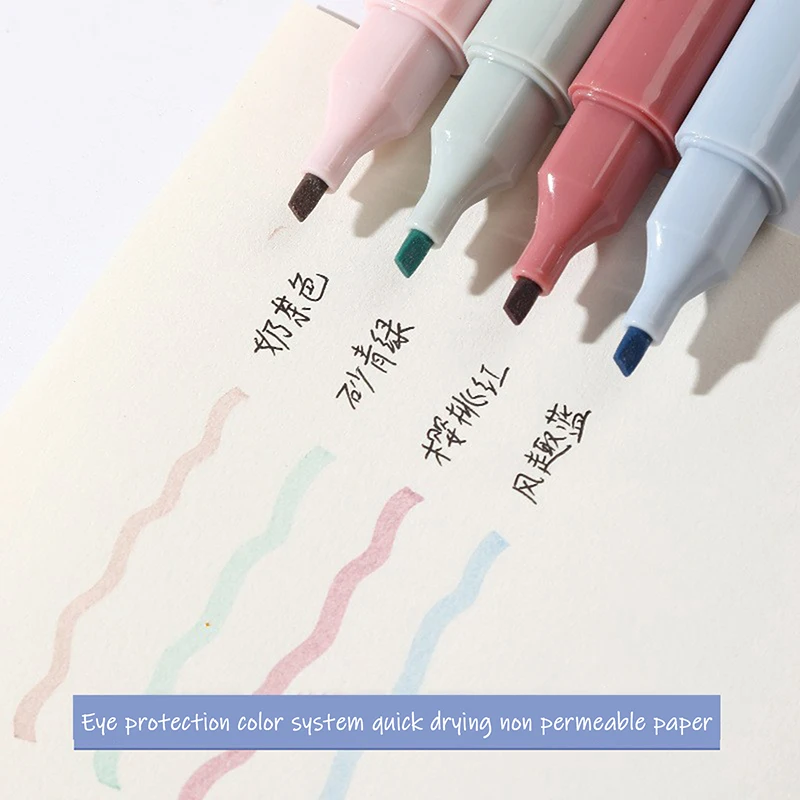 창의적인 귀여운 모네 색상 하이라이터 마커 펜, 사무실 학교 용품, 카와이 드로잉 핸드 계정 그래피티 펜, 4 개