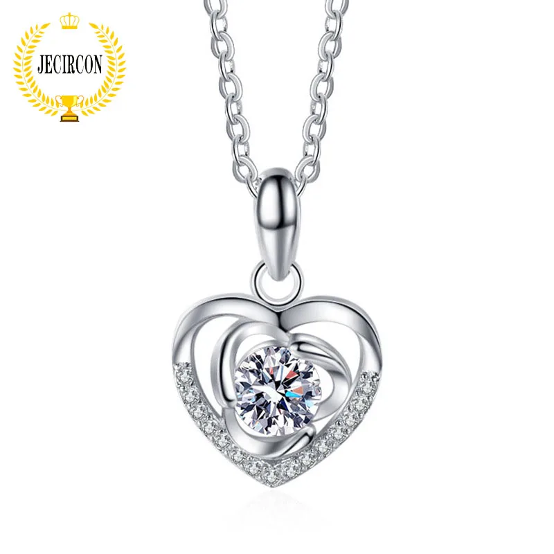 

JECIRCN 0.5 Carat Moissanite Necklace for Women Simple Heart Flower Pendant 100% 925 Sterling Silver Neck Chain Festival Gift