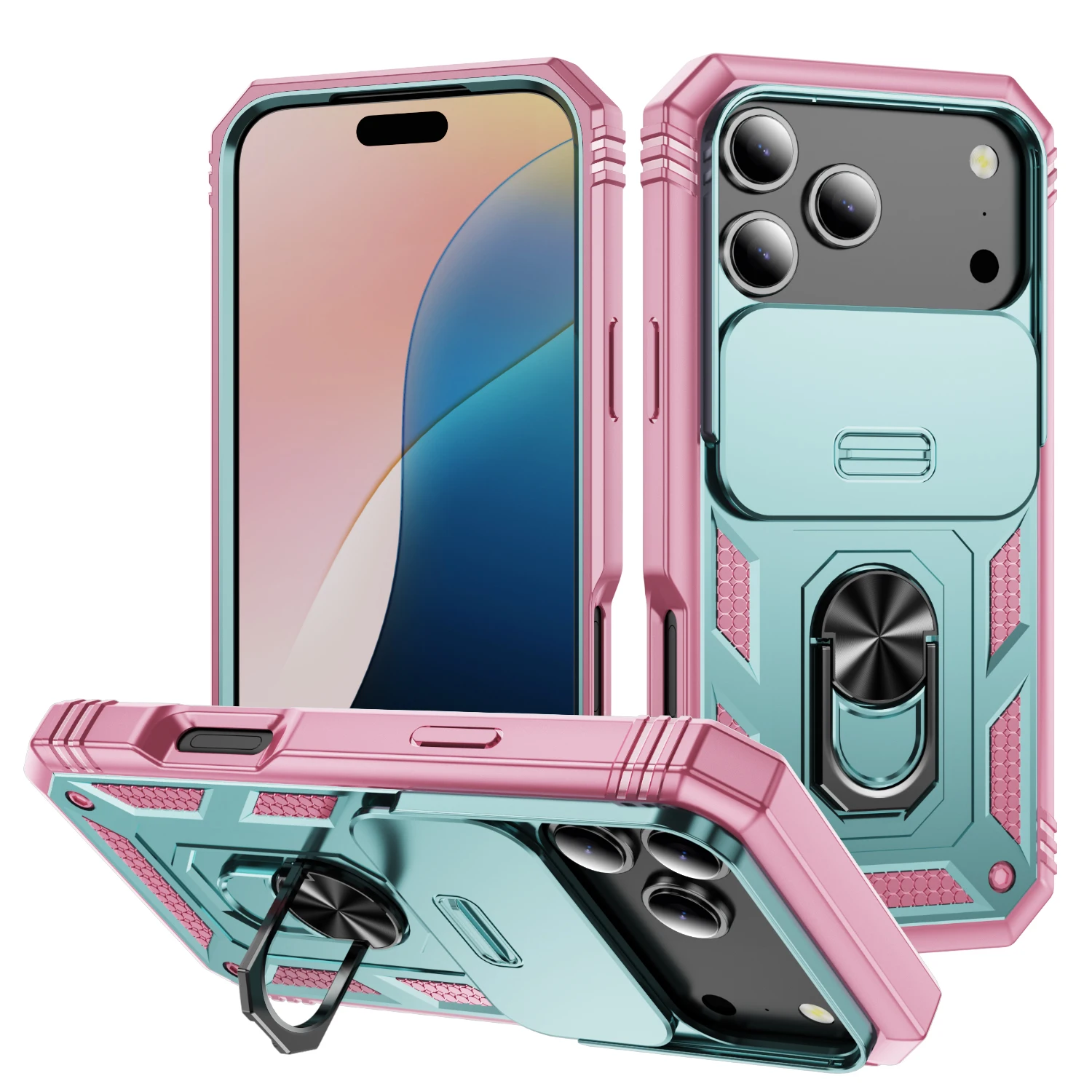 Heavy Duty Phone Case with 360-Degree Kickstand and Camera Protection