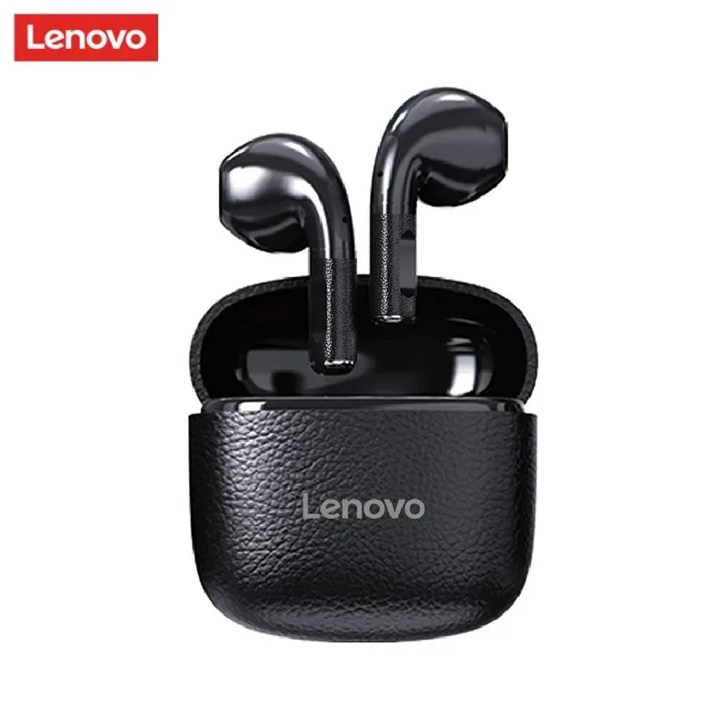 Premium Lenovo TWS Earphones Bluetooth True Wireless Hi-Fi Sound Waterproof Leather Texture Finish