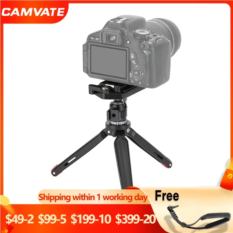 

CAMVATE Mini Tabletop Tripod Camera Mount with Ball Head 1/4"-20 Threaded and Quick Release Plate For DSLRs Mirrorless Cameras