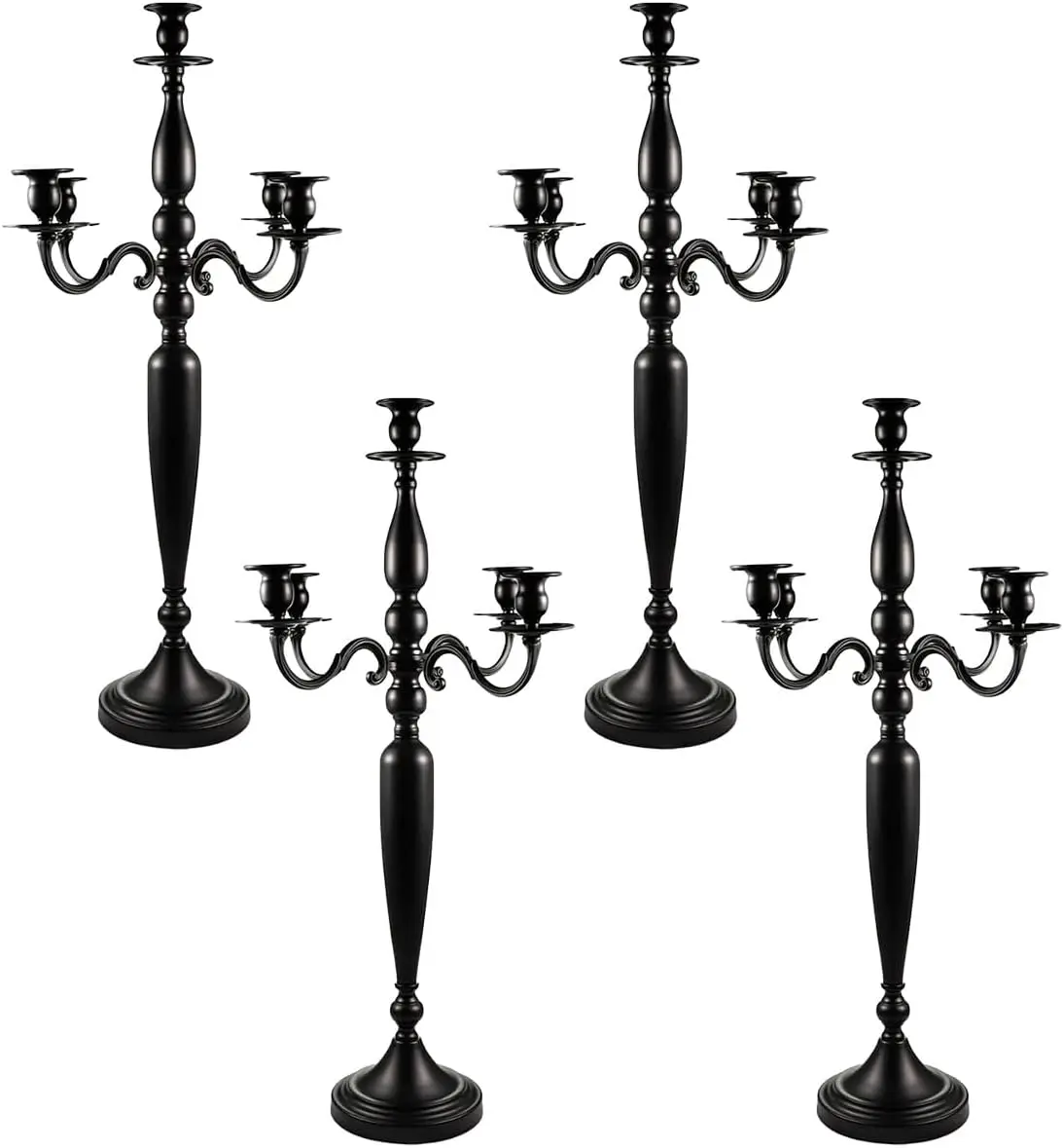 Metal Candle Holder 5 Arm Pure Black Candelabra  28.54 inch Tall Candlestick Holders for 0.75inch Taper Candles 1