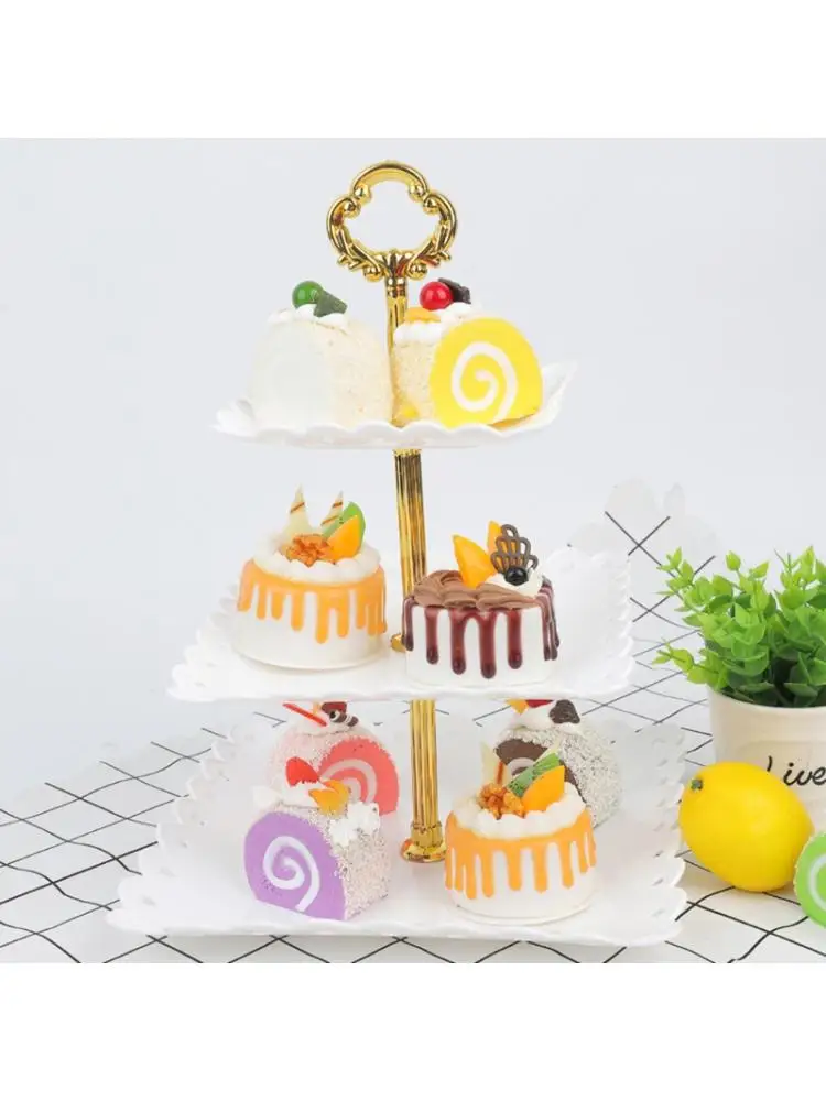 Cake Stand European Three-layer Wedding Party Dessert Table Candy Fruit Plate Self-help Display Home Table Decoration Trays