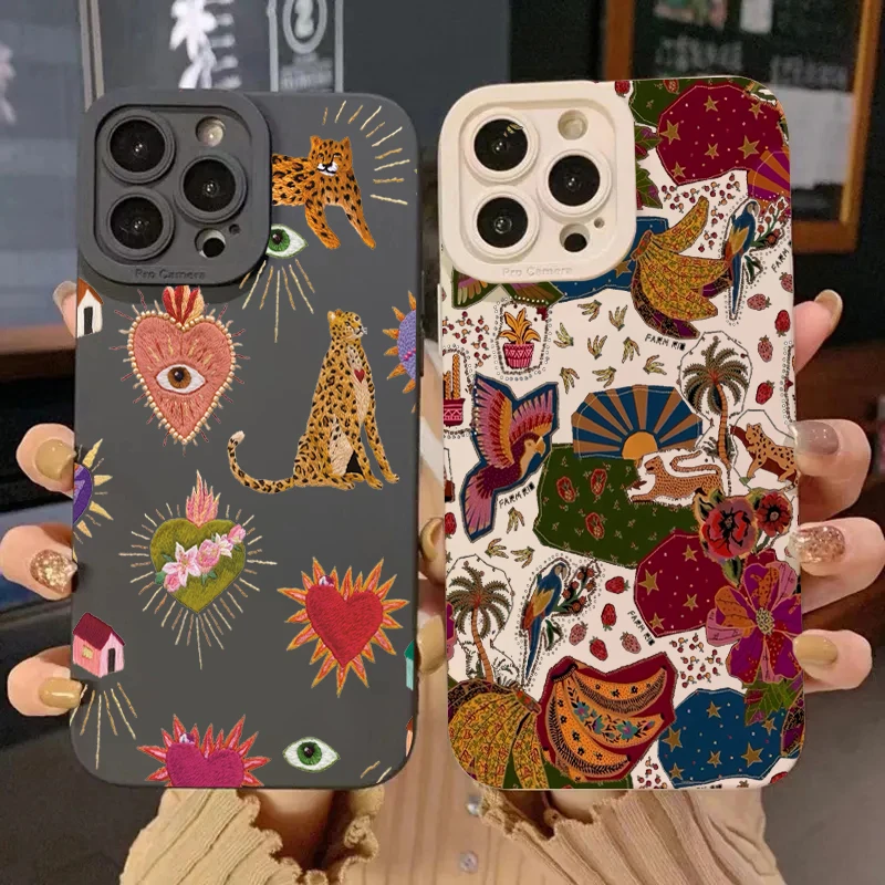 Floral Leopard Eyes Silicone Soft Phone Case - Vibrant and Stylish Design
