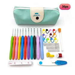 Deluxe Aluminum Crochet and Knitting Needle Set - 100 - Piece Craft Kit (36PCS A)