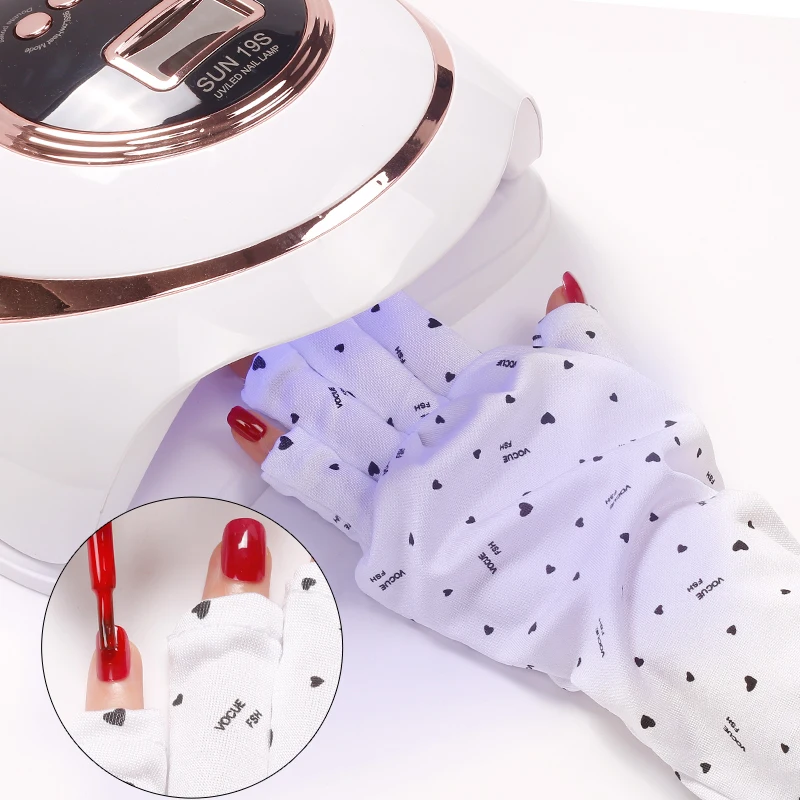 

Anti UV Radiation Protection Gloves Protecter For Nail Art Gel UV LED Lamp Manicure Tools White Polyester Fabric Nail Art Glove