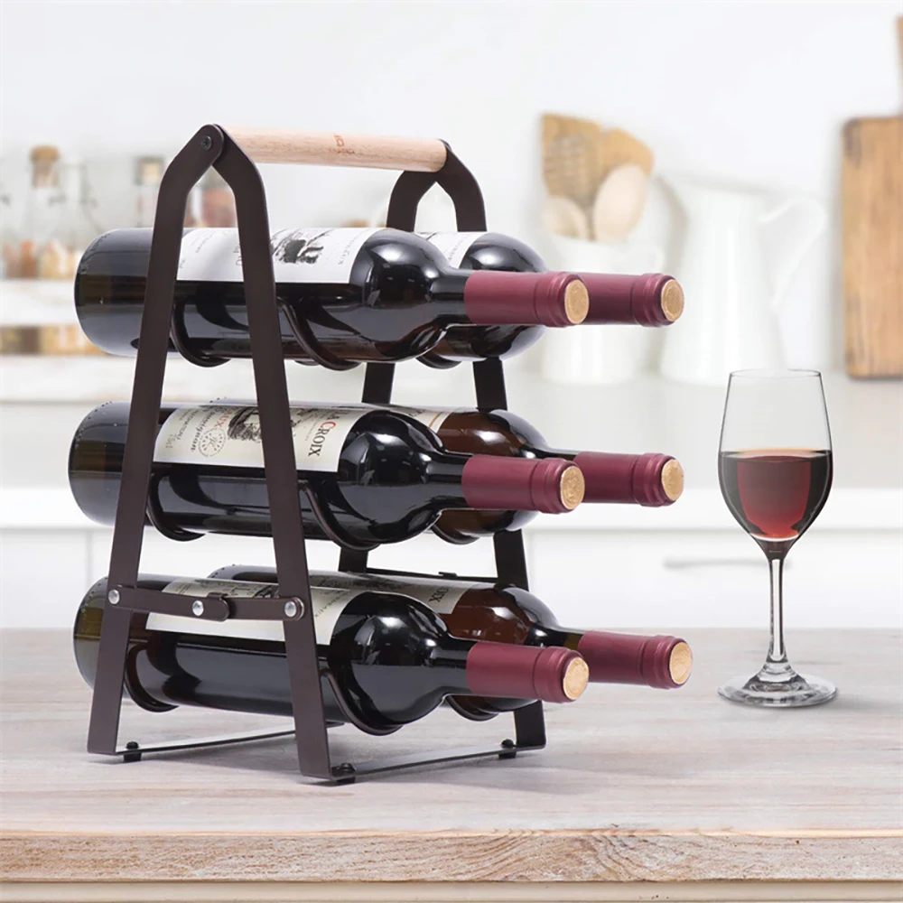 Desktop Red Wine Rack Decoration Household Wine Display Holder Table Creative Bottle Shelf Cabinet Foldable Storage Organizer