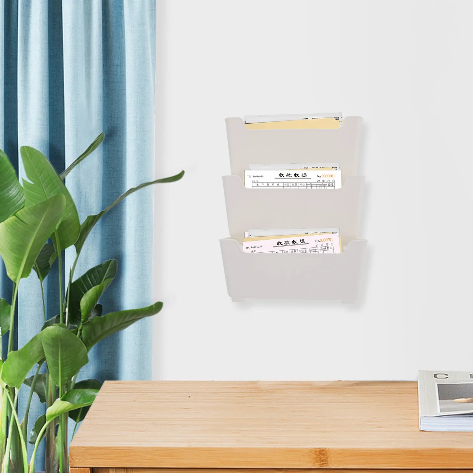 1 세트 플라스틱 벽 파일 정리함 접착식 메일 홀더 벽걸이형 잡지 꽂이 파일 보관 정리함 가정 사무실용