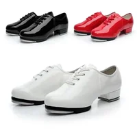 Free Return Hot Sale Shiny Leather Tap Shoes for Children Men Women Lace Up Size EU26-EU46 Aluminum Taps Jazz Clogging Shoes 1