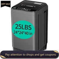 Full Automatic Washing Machine with LED Display, 25 lbs Portable Washer Drain Pump, Come with a Glass Cover, 8 Programs 1