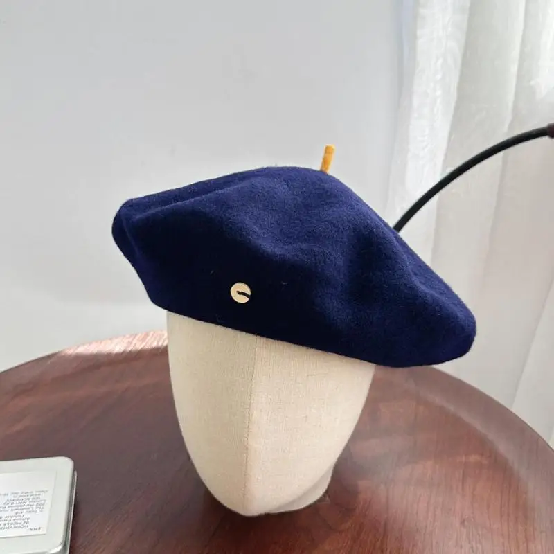 Wolle Baskenmütze Winter Hüte Für Frauen Maler Kappe Warm Halten Winddicht Einfarbig Neue Baskenmütze Kappe Weibliche Einfarbig Neue Design Vintage – Detail 10
