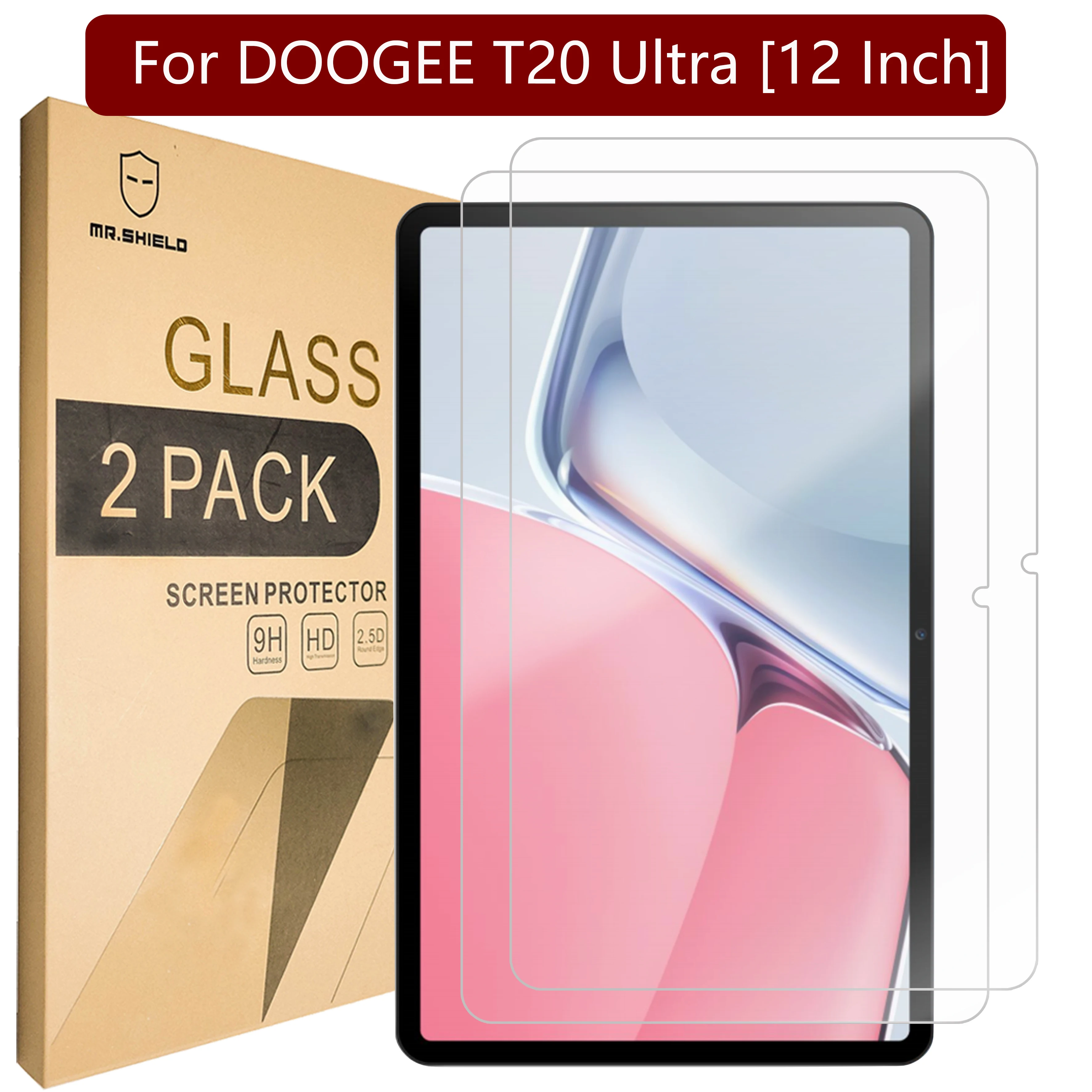 

Mr.Shield [2-PACK] Screen Protector For DOOGEE T20 Ultra [12 Inch] [Tempered Glass] [Japan Glass with 9H Hardness]