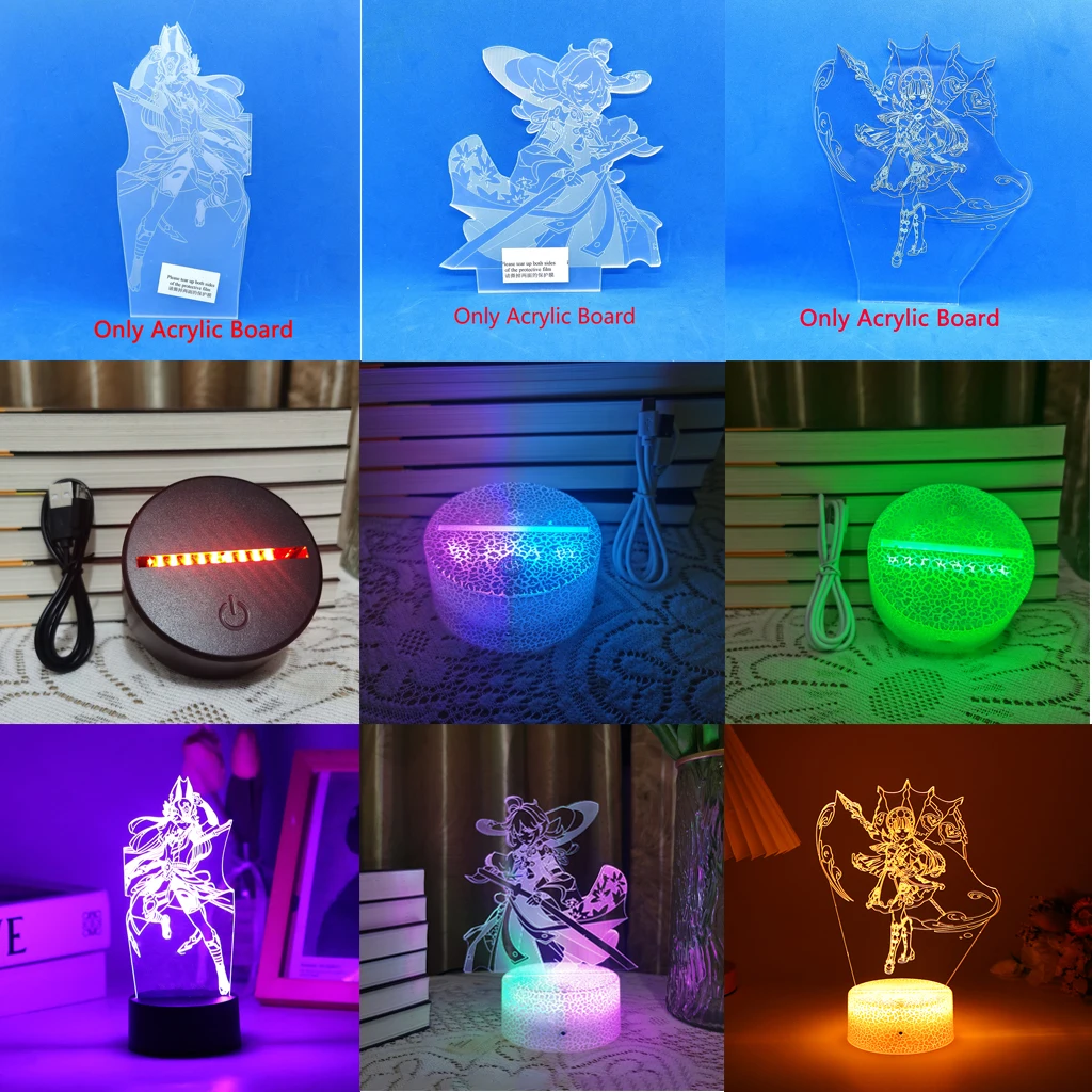 Genshin Impact Anime Night Light Game Figure Yunjin Lamp Shenhe Room Decor Kids Gift Acrylic Board And Base Are Sold Separately led night light,night light