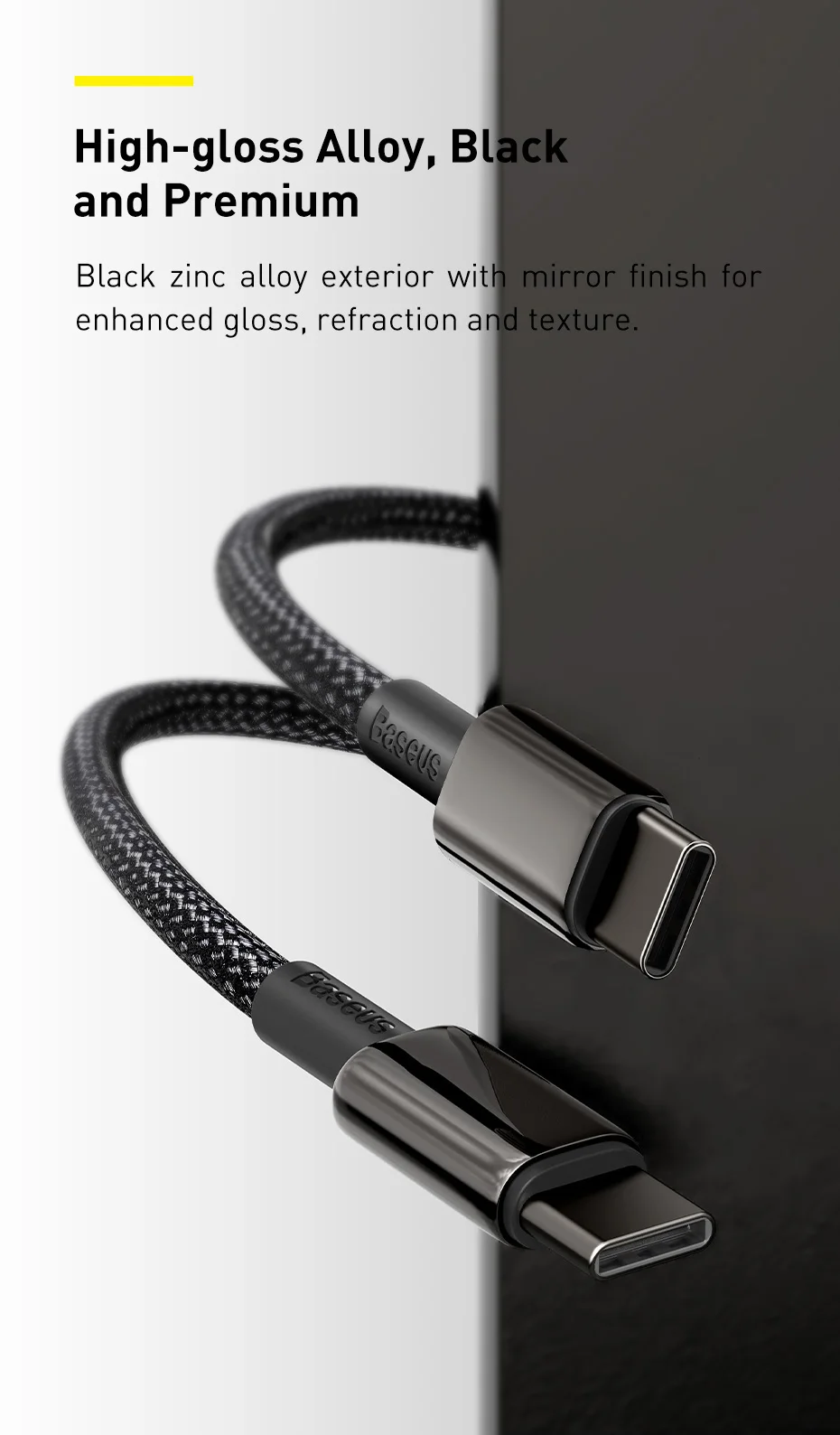 كيبل Baseus W USB-C شحن سريع لهاتف آيفون 15 وماك بوك - صورة المنتج 2